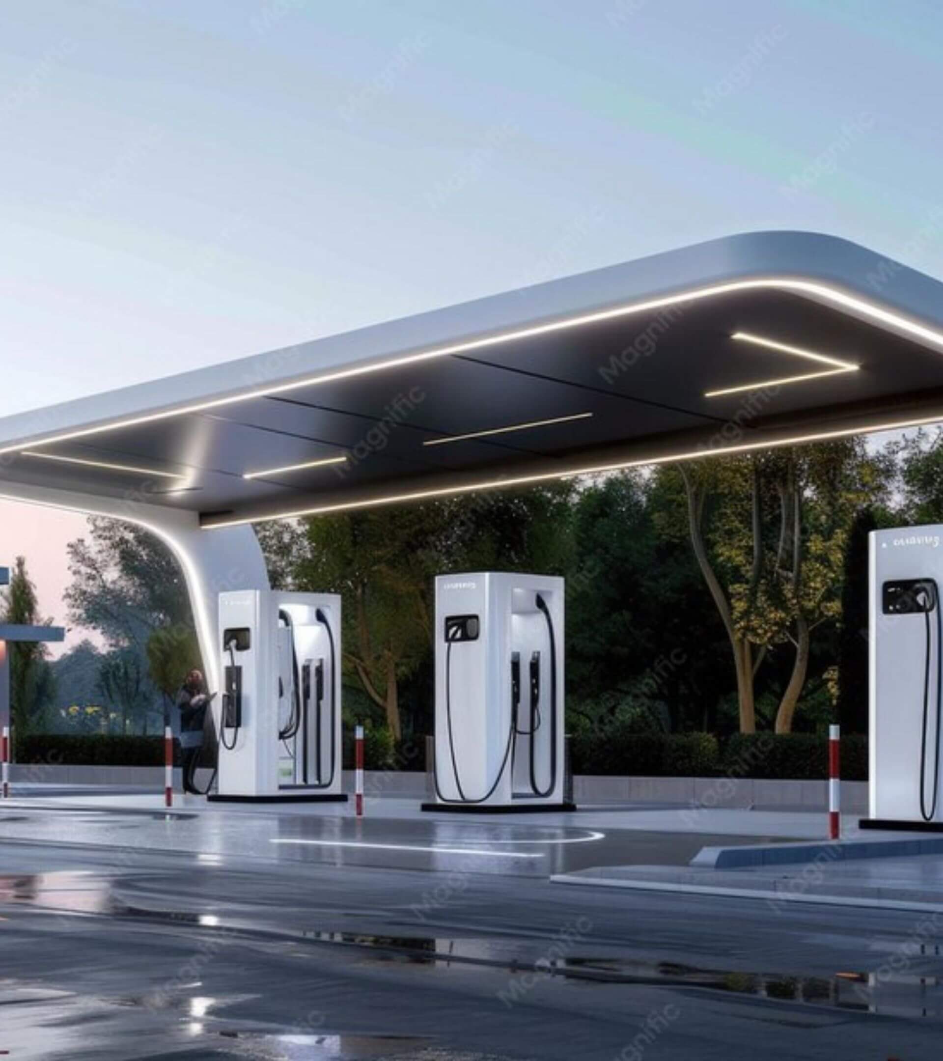 Placeholder slide showing EV charging station infrastructure