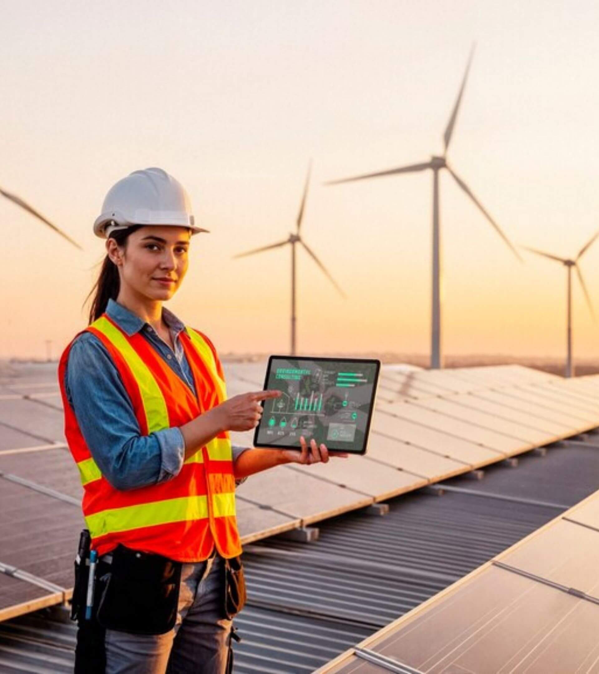 Placeholder slide showing renewable energy engineering teams